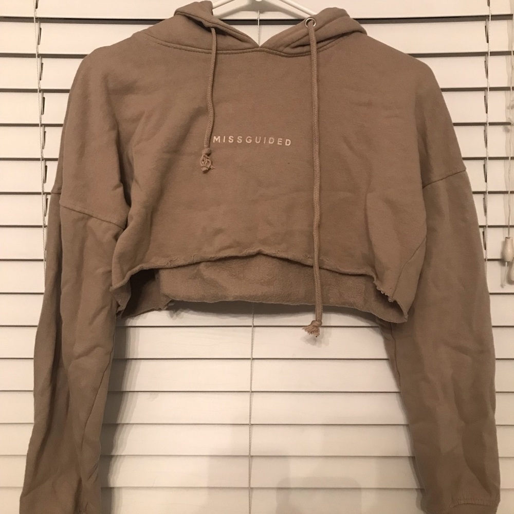 Cropped tan Misguided hoodie